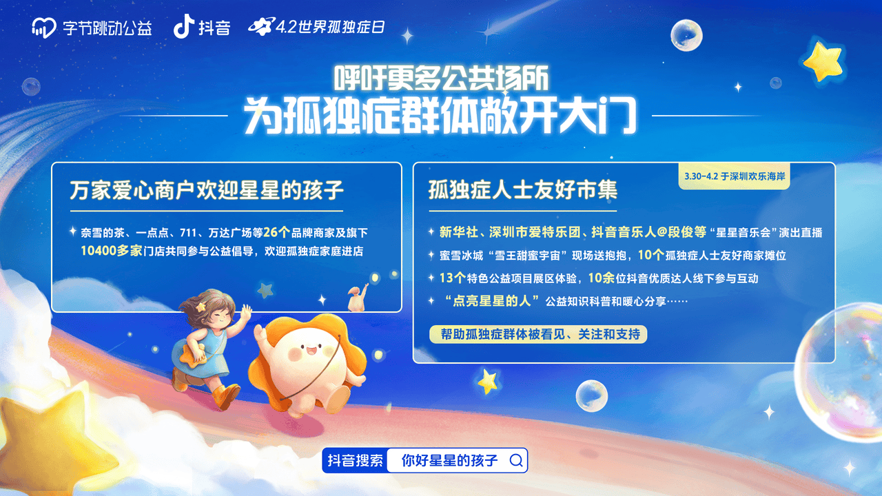 世界孤独症日:字节跳动公益&抖音生活服务携手爱心商家一起为孤独症群体点亮“星”灯